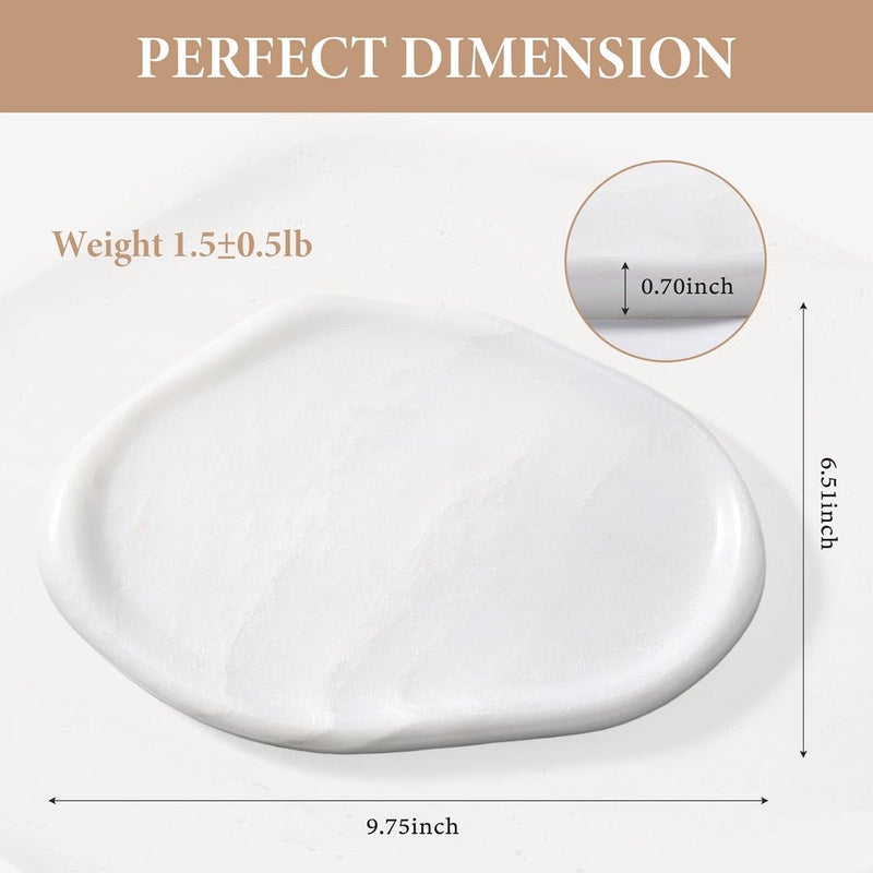 Koville Luxurious White Marble Vanity Tray, Cloud Shape Serving Stone Key Tray for Home Decor, 10" x 7" Marble Storage Trays for Bathroom, Stone Plate Holder for Perfume, Candle and Jewelry - Image 3